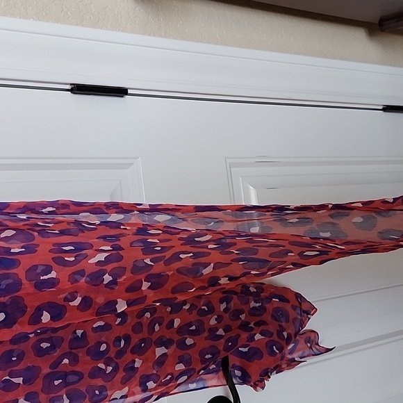 Diane Von Furstenberg Pink and Purple Animal Print Sheer Pants Sz M - Picture 4 of 4